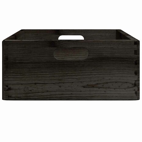 Houten kist met handvatten 40x30x13 cm massief grenenhout zwart 5