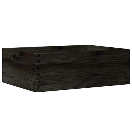 Houten kist met handvatten 40x30x13 cm massief grenenhout zwart 6
