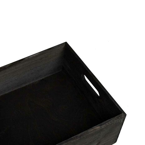 Houten kist met handvatten 40x30x13 cm massief grenenhout zwart 7