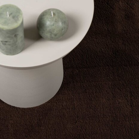 Vloerkleed Rond HUARTE Bruin &Oslash; 100 CM Polyester 8