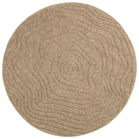 Vloerkleed Rond Moir&eacute; AGIRA Naturel &Oslash; 120 CM Polyester 2