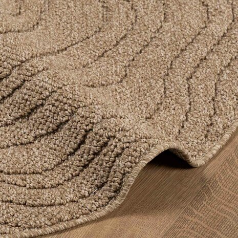 Vloerkleed Rond Moir&eacute; AGIRA Naturel &Oslash; 120 CM Polyester 6