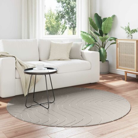 Vloerkleed Rond PALMERAS Cr&egrave;me &Oslash; 120 CM Polyester 1