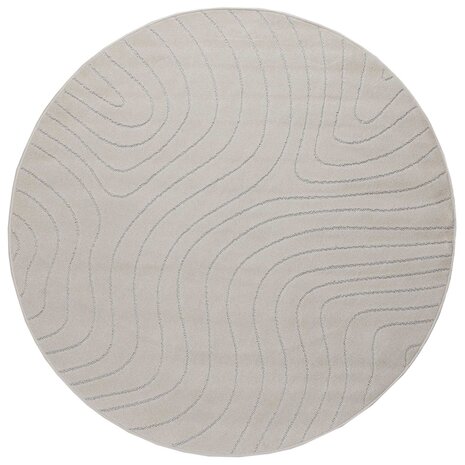 Vloerkleed Rond PALMERAS Cr&egrave;me &Oslash; 120 CM Polyester 2