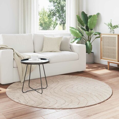Vloerkleed Rond PALMERAS Beige &Oslash; 120 CM Polyester 1