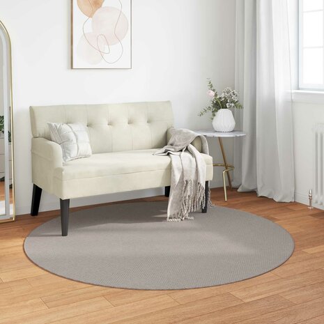 Vloerkleed Rond LUGO Cr&egrave;me en Taupe &Oslash; 120 CM Polyester 1