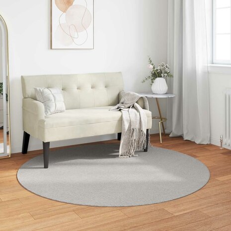 Vloerkleed Rond LUGO Cr&egrave;me en Grijs &Oslash; 160 CM Polyester 1