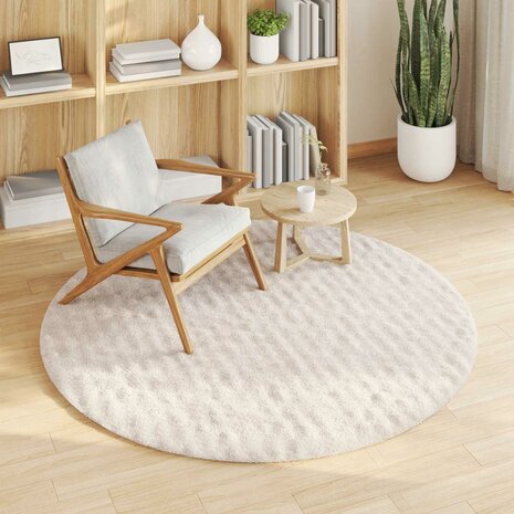Vloerkleed Rond SIROLO Beige &Oslash; 160 CM Polyester 3