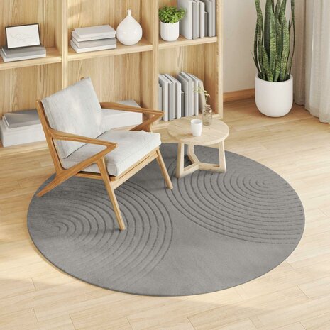 Vloerkleed Rond GALATI Grijs &Oslash; 160 CM Polyester 3