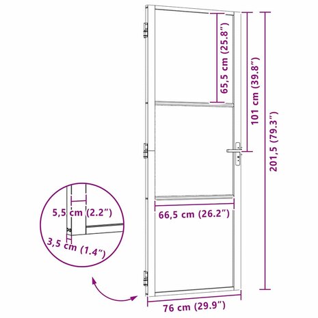 Glazen deur Fretwerk Zwart 76 x 3.5 x 201.5 cm Aluminium 9