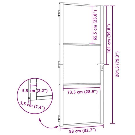 Glazen deur Fretwerk Zwart 76 x 3.5 x 201.5 cm Aluminium 9