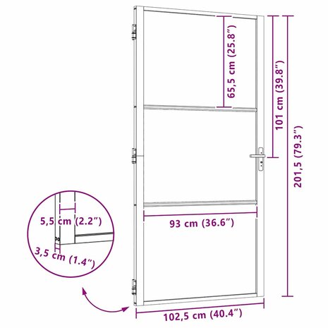 Glazen deur Fretwerk Zwart 76 x 3.5 x 201.5 cm Aluminium 9