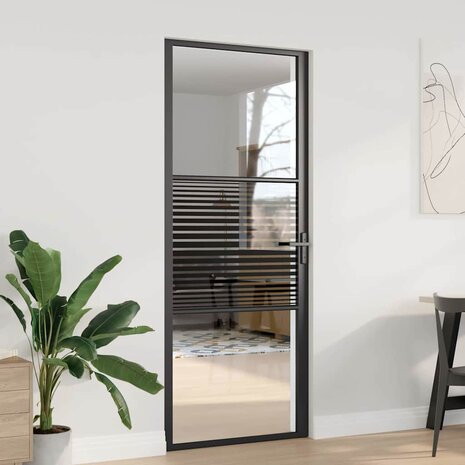Glazen deur Gestreept Zwart 76 x 3.5 x 201.5 cm Aluminium 1