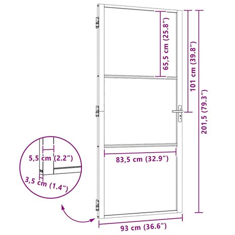 Glazen deur Gestreept Zwart 76 x 3.5 x 201.5 cm Aluminium 9