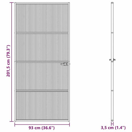 Huisdeur 93 x 201,5 x 3,5 cm Aluminium en Gehard Glas 7