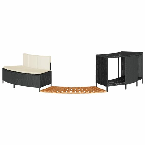 Hottub-ombouw poly rattan en massief acaciahout zwart 4