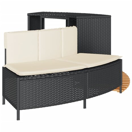 Hottub-ombouw poly rattan en massief acaciahout zwart 5