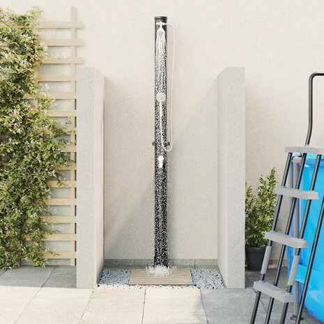 Buiten Zonnedouche Zwart 217 cm PVC en Aluminium 4
