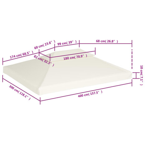Vervangend tentdoek prieel 310 g/m&sup2; 3x4 m cr&egrave;mewit 6