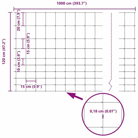 Wild afrastering Verzinkt 1000 x 120 x 0,18 cm IJzer 9