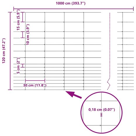 Wild afrastering Verzinkt 1000 x 120 x 0,18 cm IJzer 9