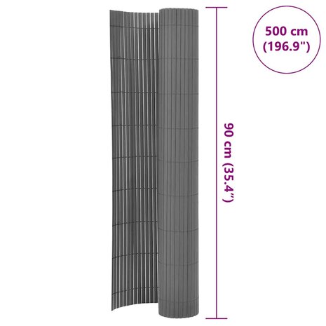 Tuinafscheiding dubbelzijdig 90x500 cm PVC grijs 6