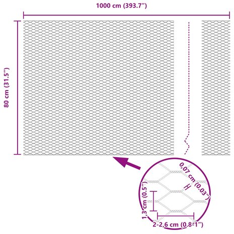 Hexagon Hek Groen 0,8 x 10 m PVC 9