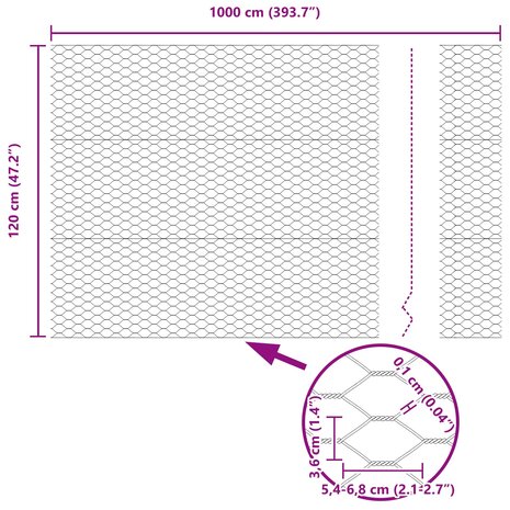 Hexagon Hek Groen 1,2 x 10 m PVC 9