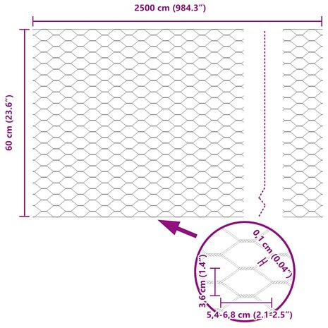 Hexagon Hek Groen 0,6 x 25 m PVC 9