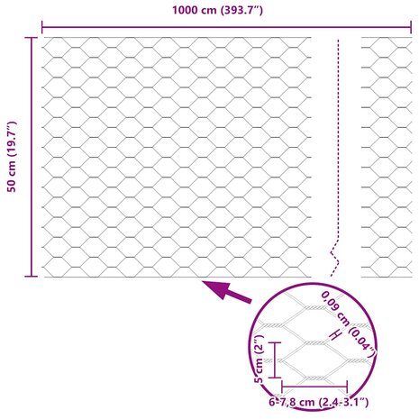 Hexagon Hek Grijs 0,5 x 10 m PVC 9