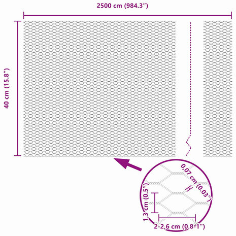 Hexagon Hek Grijs 0,4 x 25 m PVC 9