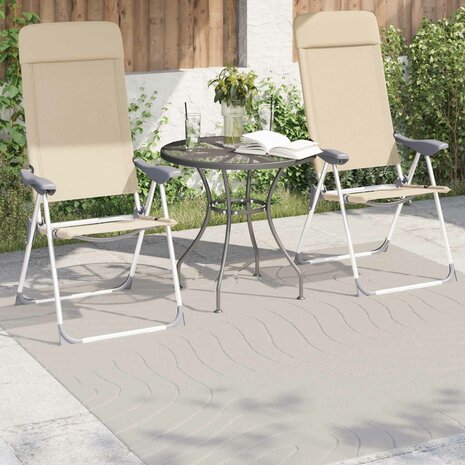 Vloerkleed Vierkant PALMERAS Cr&egrave;me 120 x 120 cm Polyester 3