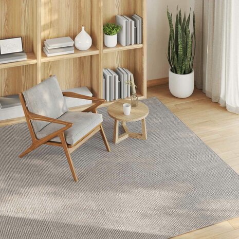 Vloerkleed Vierkant LUGO Cr&egrave;me en Taupe 120 x 120 cm Polyester 3