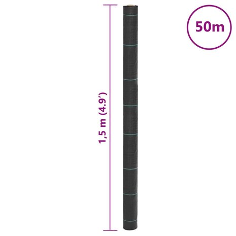 Onkruidmembraan Zwart 1,5x50 m PP 8