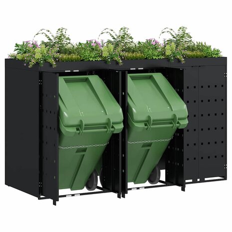 Containerberging voor 3 bakken Zwart 204 x 77,5 x 121,5 cm 3