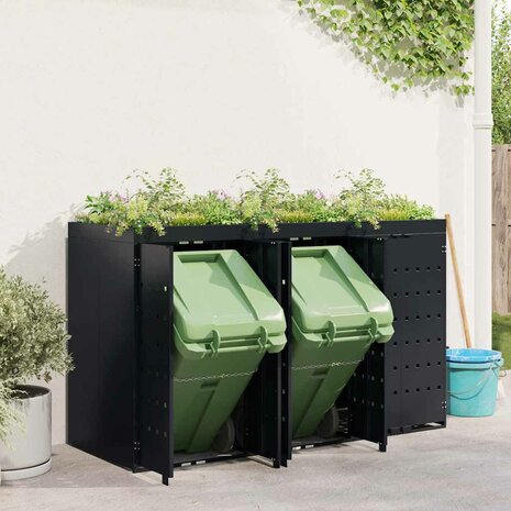 Containerberging voor 3 bakken Zwart 204 x 77,5 x 121,5 cm 4