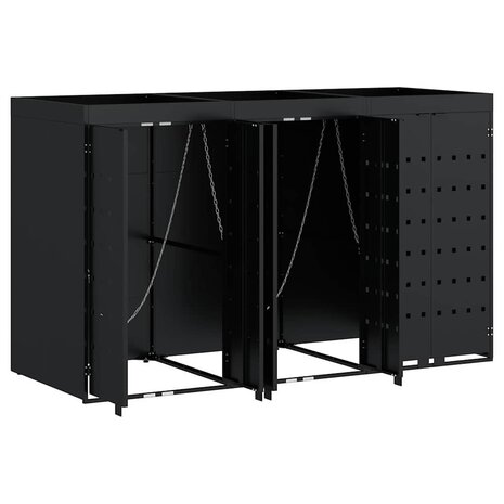 Containerberging voor 3 bakken Zwart 204 x 77,5 x 121,5 cm 6