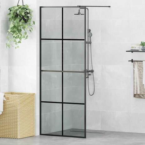 Inloopdouchewand Zwart 80 x 195 cm gehard glas 1