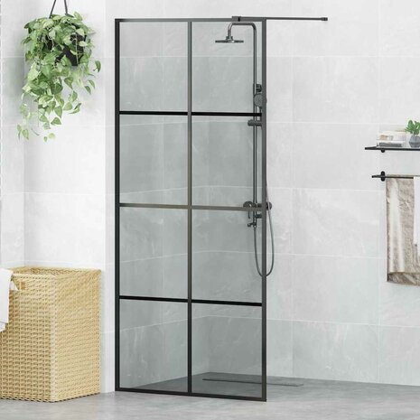 Inloopdouchewand Zwart 90 x 195 cm gehard glas 1