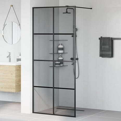 Inloopdouchewand Zwart 90 x 195 cm gehard glas 3