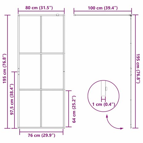 Inloopdouchewand Goud 80 x 195 cm gehard glas 7