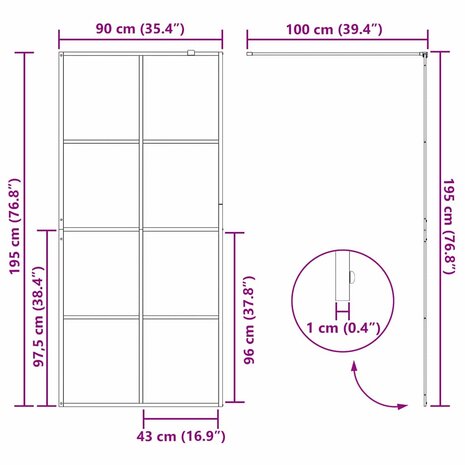 Inloopdouchewand Goud 90 x 195 cm gehard glas 8