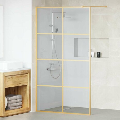 Inloopdouchewand Goud 115 x 195 cm gehard glas 1