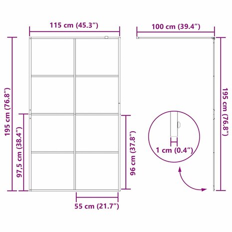 Inloopdouchewand Goud 115 x 195 cm gehard glas 8