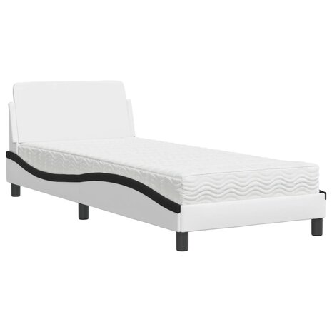 Bed met matras "Dover" kunstleer zwart en wit 80x200 cm 2