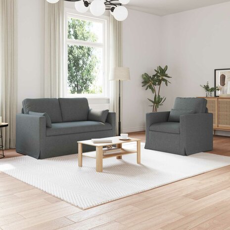 Bankstel 2 pcs Donkergrijs 139 x 78 x 80 cm Stof 1