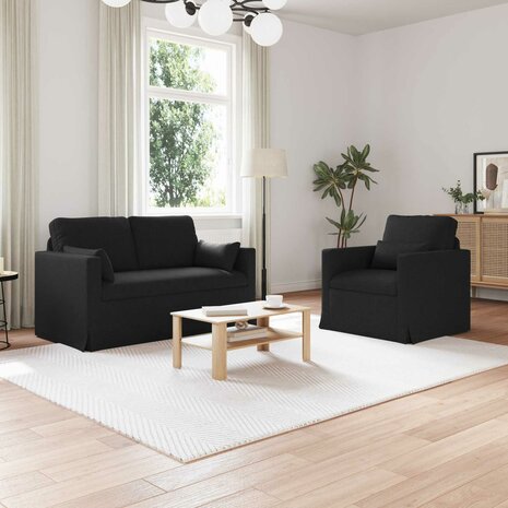 Bankstel 2 pcs Zwart 139 x 78 x 80 cm Stof 1