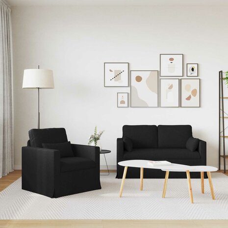 Bankstel 2 pcs Zwart 139 x 78 x 80 cm Stof 3