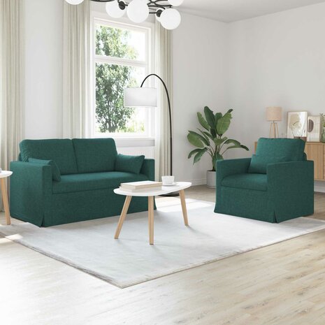 Bankstel 2 pcs Donkergroen 139 x 78 x 80 cm Stof 1