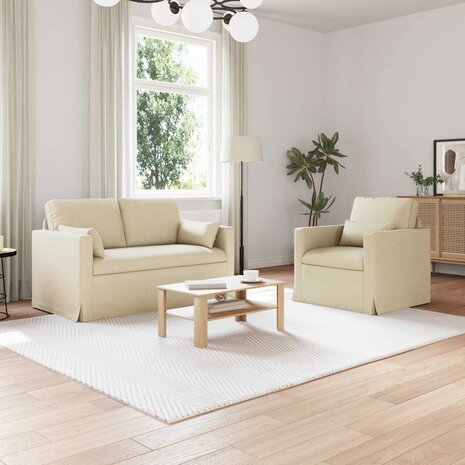 Bankstel 2 pcs Cr&egrave;me 139 x 78 x 80 cm Stof 1